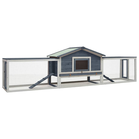 Vidaxl Rabbit Hutch 310x70x87 cm Pine solide et gris de pina