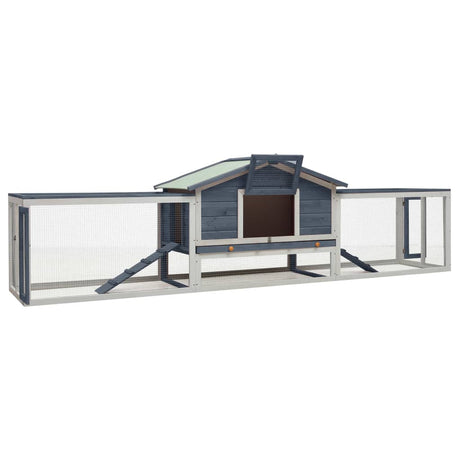 Vidaxl Rabbit Hutch 310x70x87 cm Pine solide et gris de pina
