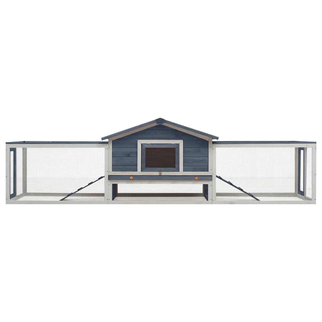 Vidaxl Rabbit Hutch 310x70x87 cm Pine solide et gris de pina