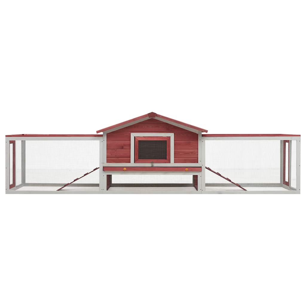Vidaxl Rabbit Hutch 310x70x87 cm Pine solide et rouge en pin