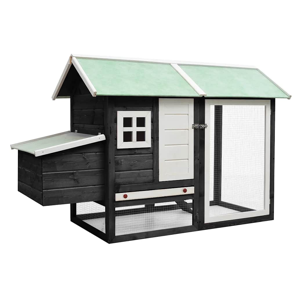 Vidaxl Poulet Coop 170x81x110 cm Pine solide et gris de pina