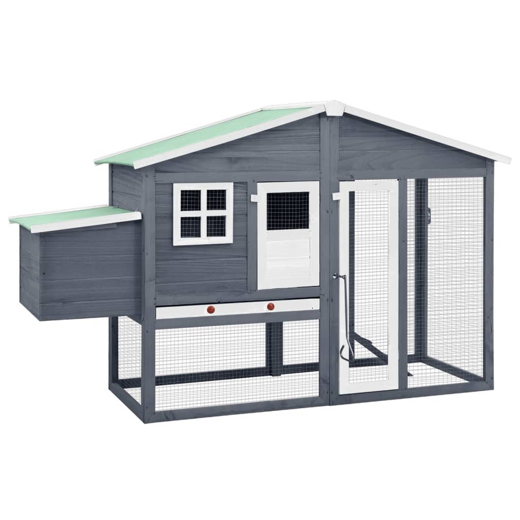 Vidaxl Chicken Coop with Nest Box Pine Solid Grey and White