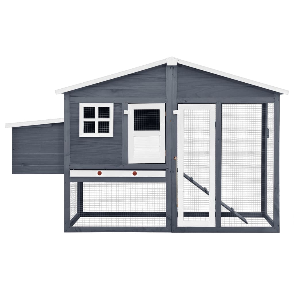 Vidaxl Chicken Coop with Nest Box Pine Solid Grey and White