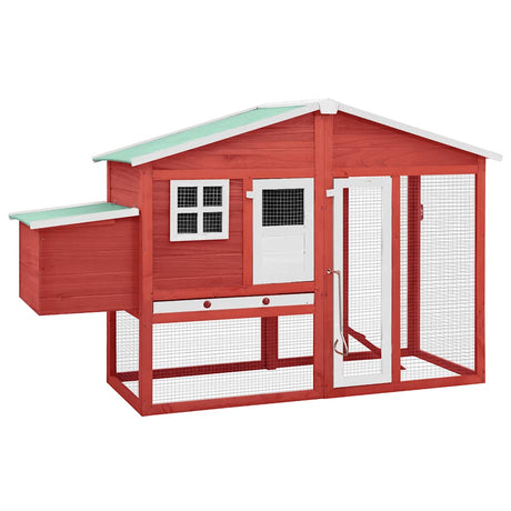 Poulailler Vidaxx avec nichoir en bois de pin massif rouge et blanc