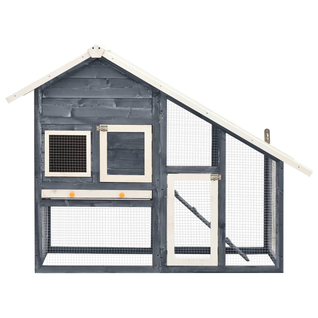 VidaXL Rabbit hutch 140x63x120 cm solid pine gray and white