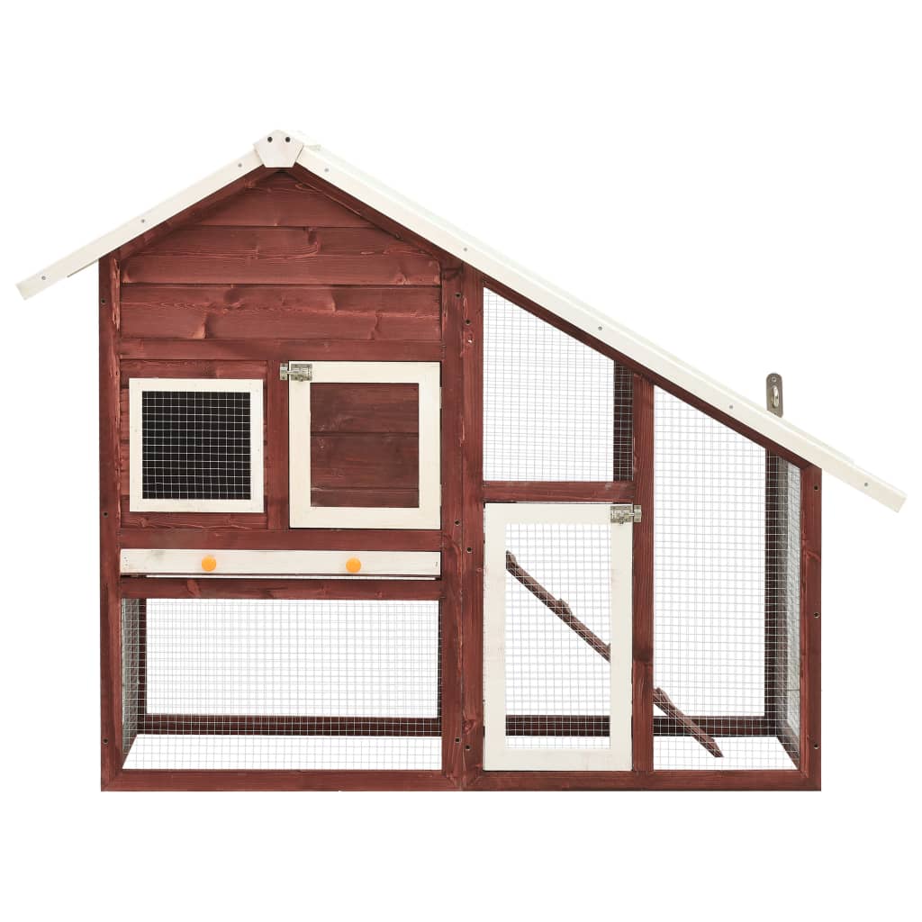 Vidaxl Rabbit Hutch 140x63x120 cm Solid Vurenhout Mokka e White