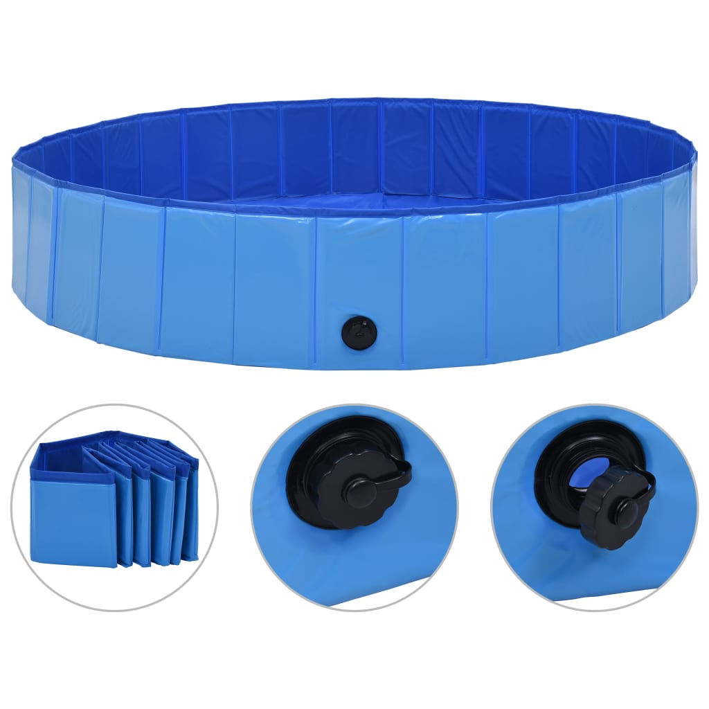 Vidaxl chien piscine pliable 160x30 cm PVC bleu