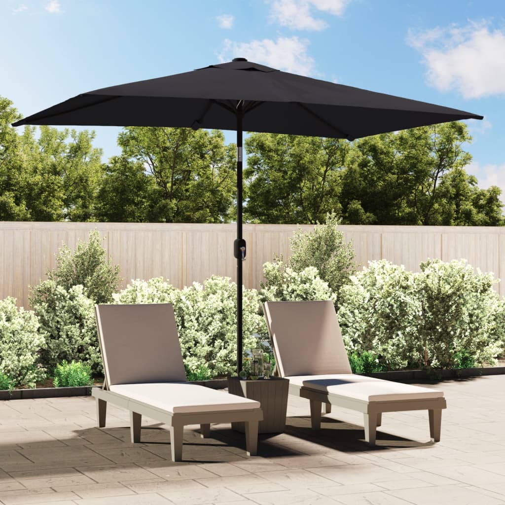 Vidaxl -parasol med metallstang 300x200 cm svart