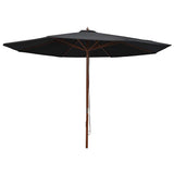 Parasol vidaxl avec poteau en bois 350 cm noir