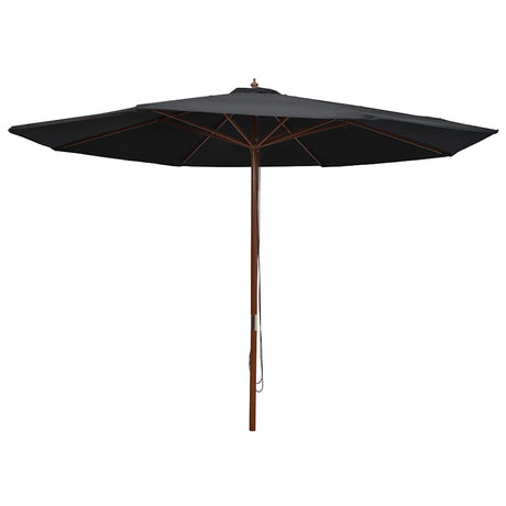 Parasol vidaxl avec poteau en bois 350 cm noir