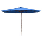 Vidaxl Parasol con poste de madera 350 cm azul