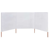 Pare-brise Vidaxl 3 panneaux 400x80 cm Sable de tissu blanc