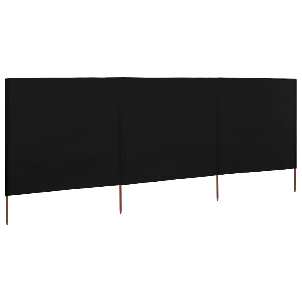 Vidaxl Windshield 3 Panels 400x120 CM Tyg Black