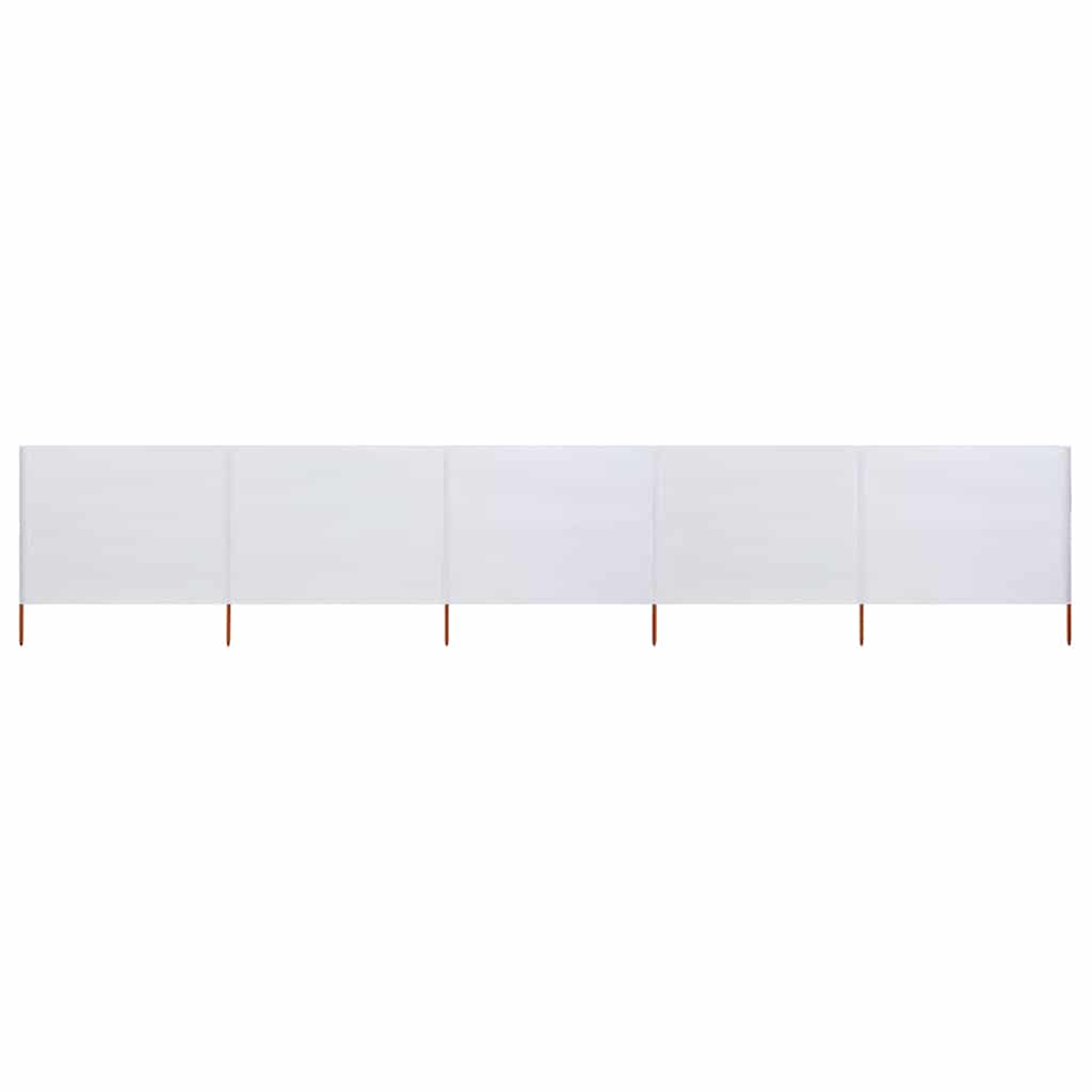 Pare-brise Vidaxl 5 panneaux 600x120 cm Sable de tissu blanc