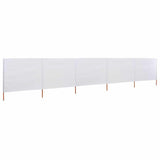 Pare-brise Vidaxl 5 panneaux 600x120 cm Sable de tissu blanc