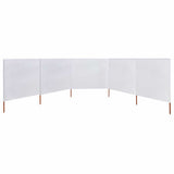Pare-brise Vidaxl 5 panneaux 600x160 cm Sable de tissu blanc