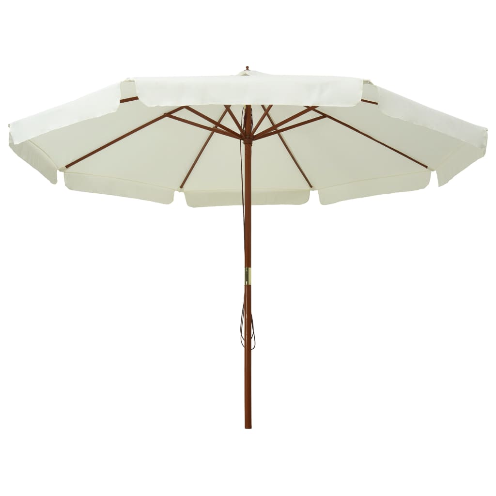 Vidaxl parasol met houten paal 330 cm zandwit