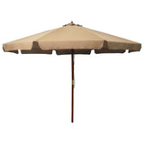 Vidaxl parasol met houten paal 330 cm taupe