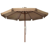 Vidaxl parasol met houten paal 330 cm taupe