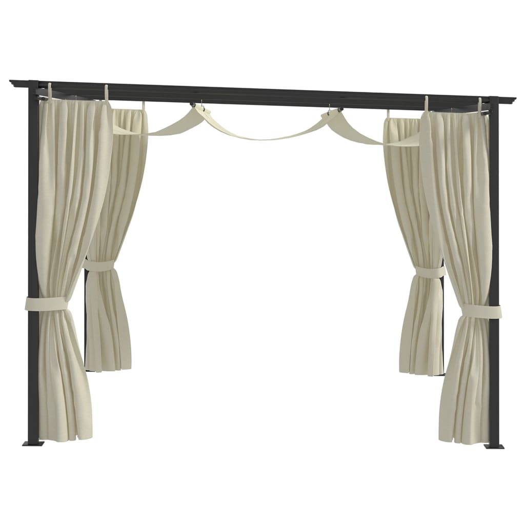 Vidaxl arbor with curtains 3x3 m steel cream