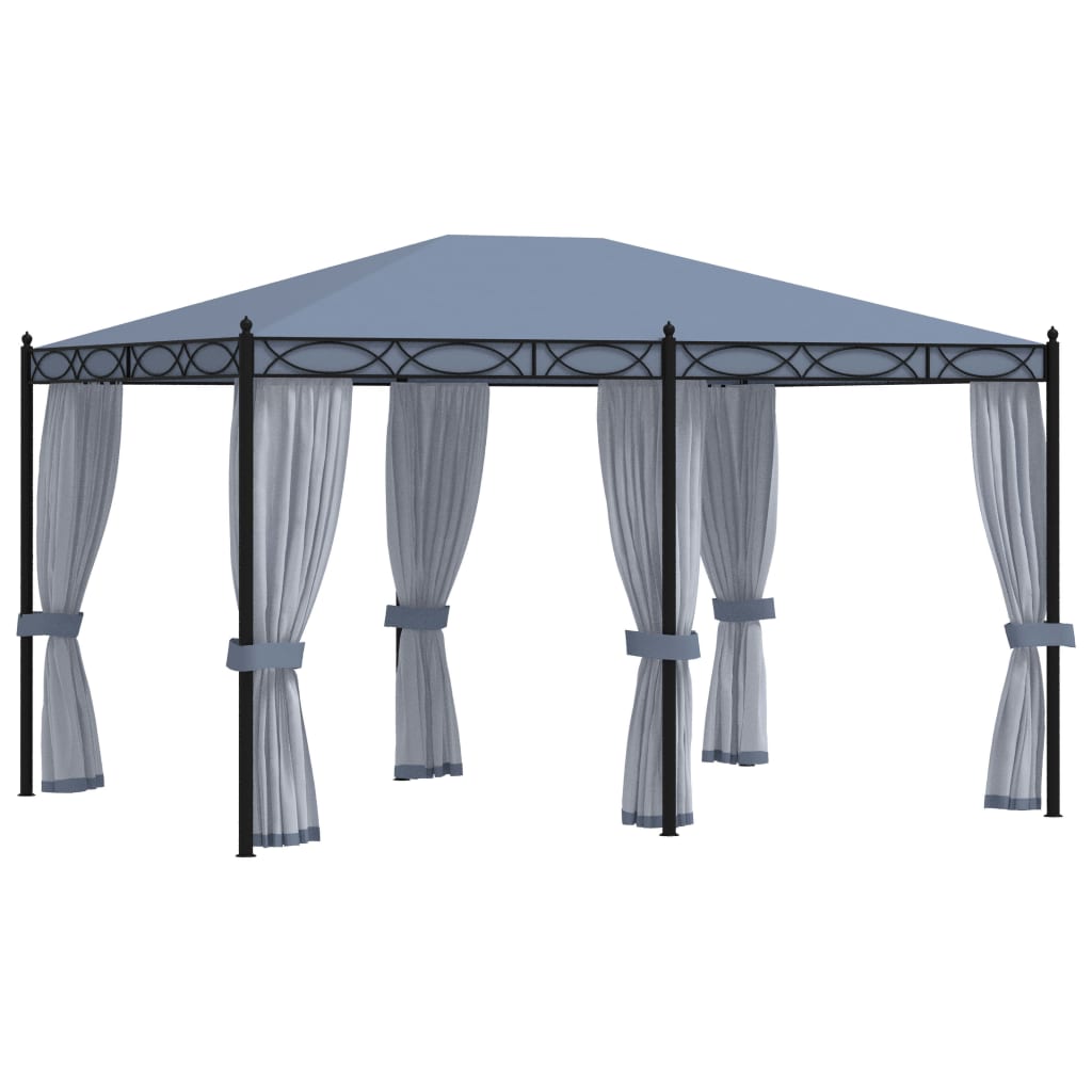 Vidaxl arbor with mosquito nets 3x4 m steel anthracite