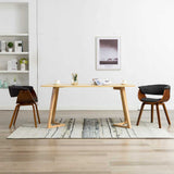 Vidaxl eetkamerstoelen 2 st gebogen hout en stof grijs