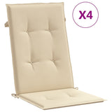 Vidaxl sedia da giardino cuscini 4 St High Back120x50x3 cm in tessuto beige