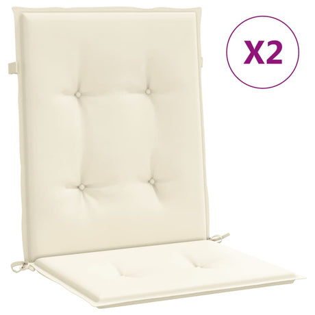 Vidaxl Garden Chair Cushion Low Back 2 St 100x50x3 cm Crème en tissu oxford