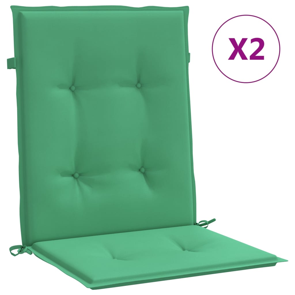 Coussins de chaise de jardin vidaxl bas arrière 2 st 100x50x3 cm oxford tissu vert