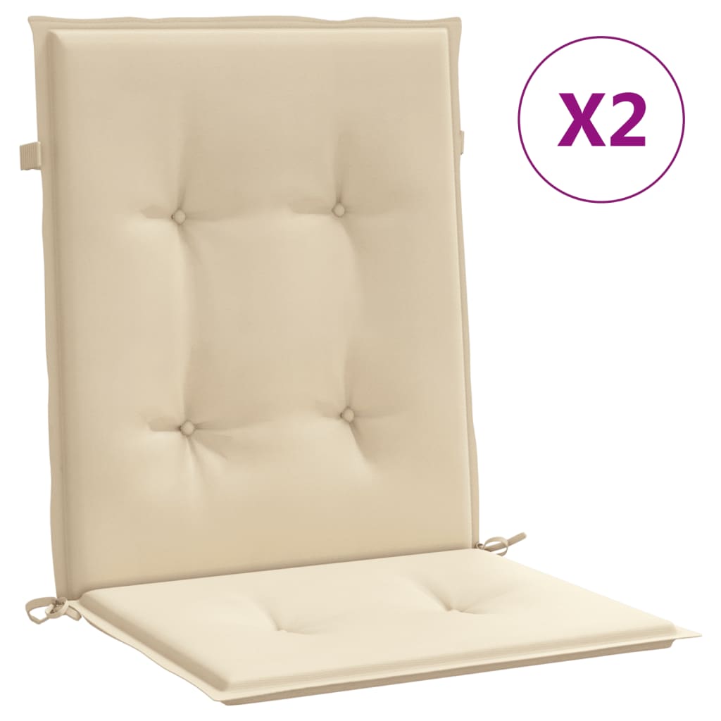 Vidaxl Garden Stol Puder Low Back 2 St 100x50x3 cm Oxford Stof beige