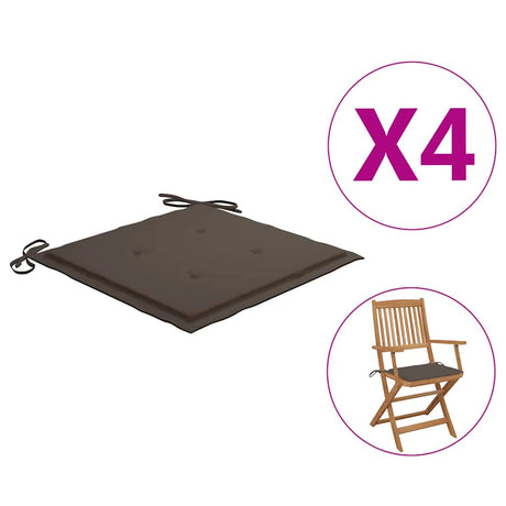 Vidaxl Garden Chair Cushions 4 PCS 40x40x4 cm Oxford tissu taupe
