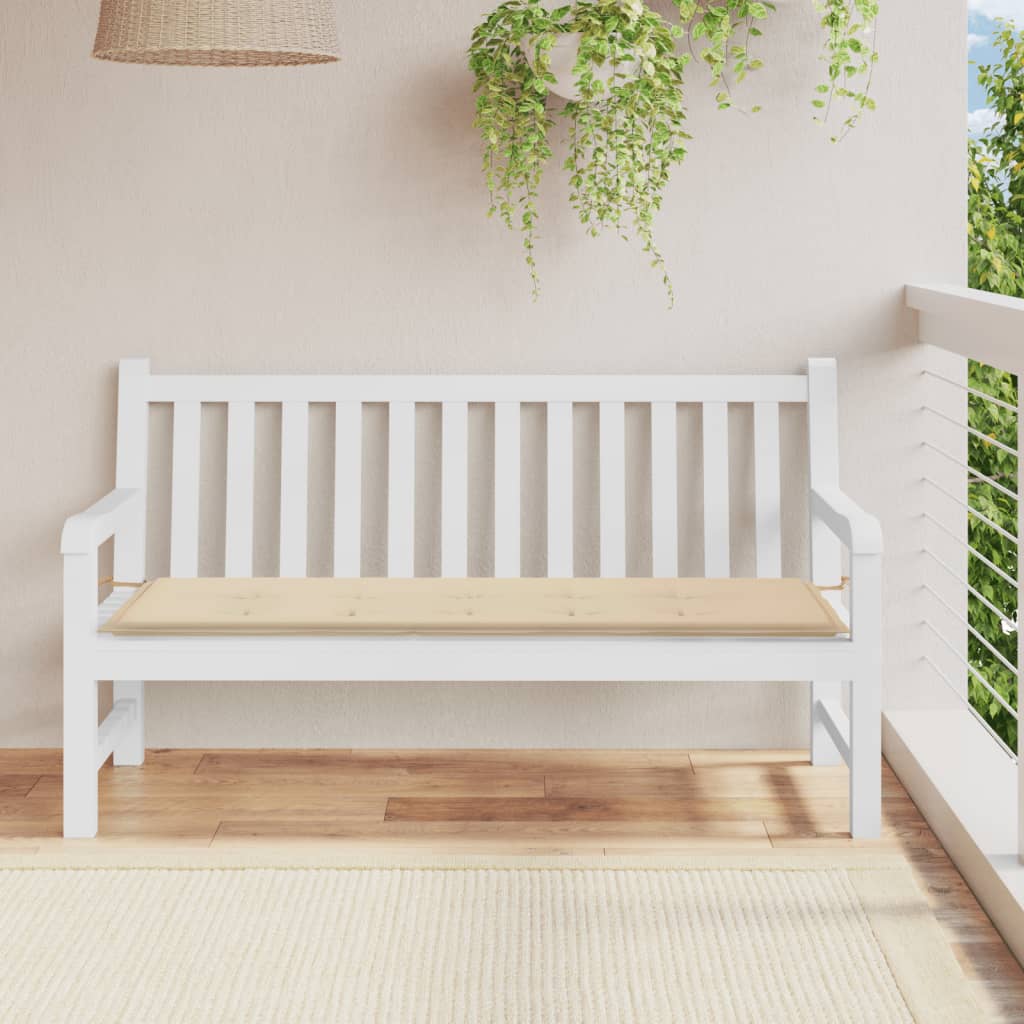 Vidaxl Garden Bench Pushion 150x50x3 cm Oxford Stof beige