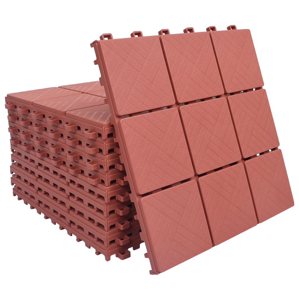 VidaXL dalles de terrasse 10 pcs 30,5x30,5 cm plastique rouge