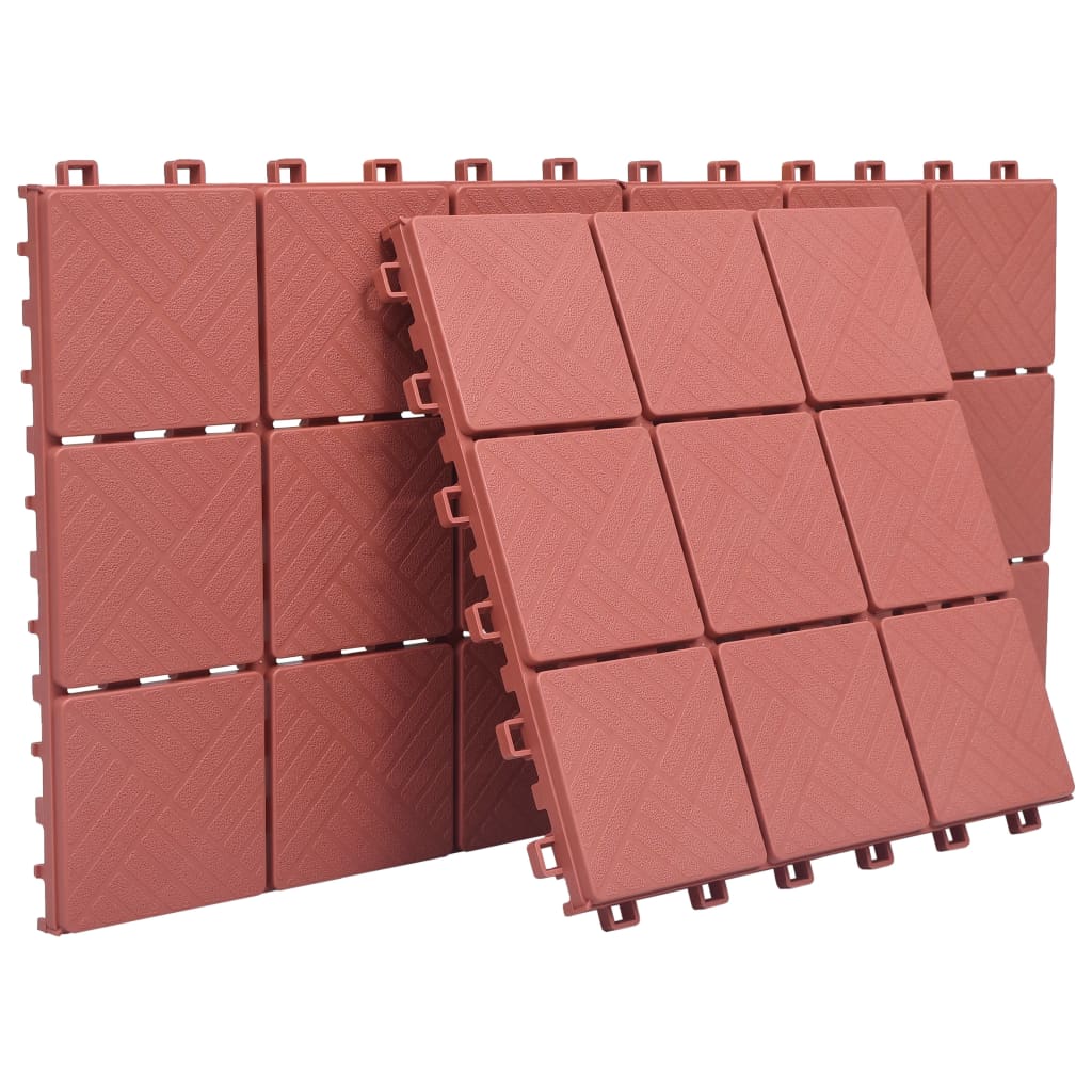VidaXL dalles de terrasse 10 pcs 30,5x30,5 cm plastique rouge