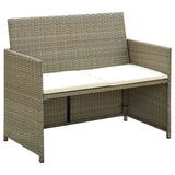 Vidaxl tuinbank 2-zits met kussens poly rattan beige