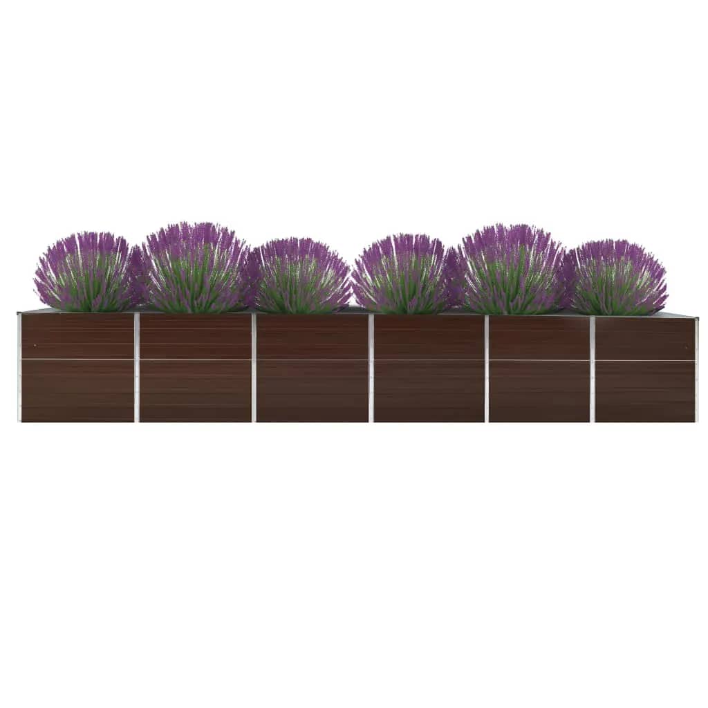 Vidaxl Planter satt inn 480x80x77 cm galvanisert stålbrun