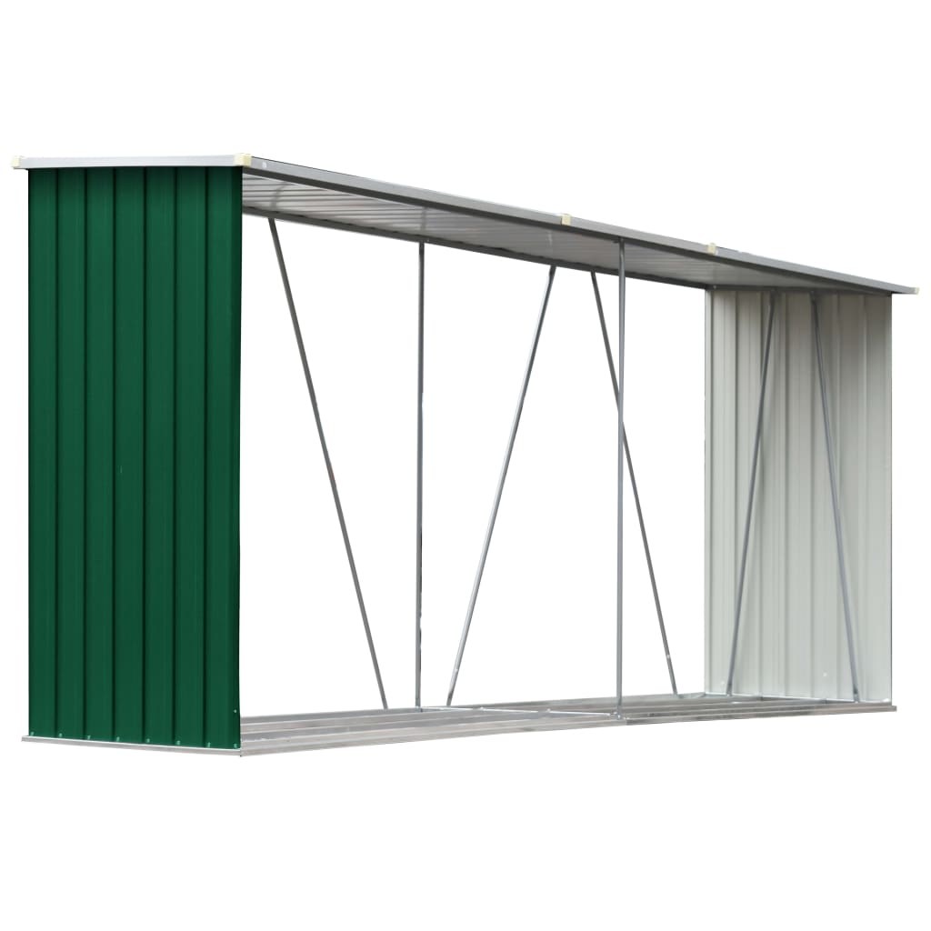 Bidaxl WAWOOD SHED 330x84x152 cm Galvaniserat stålgrönt