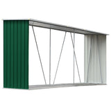 Vidaxl brænde skur 330x84x152 cm galvaniseret stålgrøn