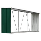 Vidaxl Firewood Shed 330x84x152 cm Galvanisé en acier vert