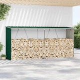 Vidaxl Firewood Shed 330x84x152 cm Galvanisé en acier vert