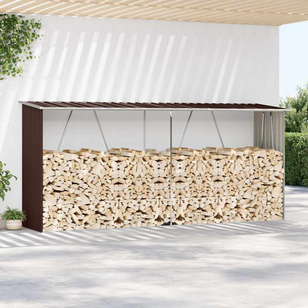 Vidaxl Sang de bois de chauffage 330x84x152 cm Brun en acier galvanisé