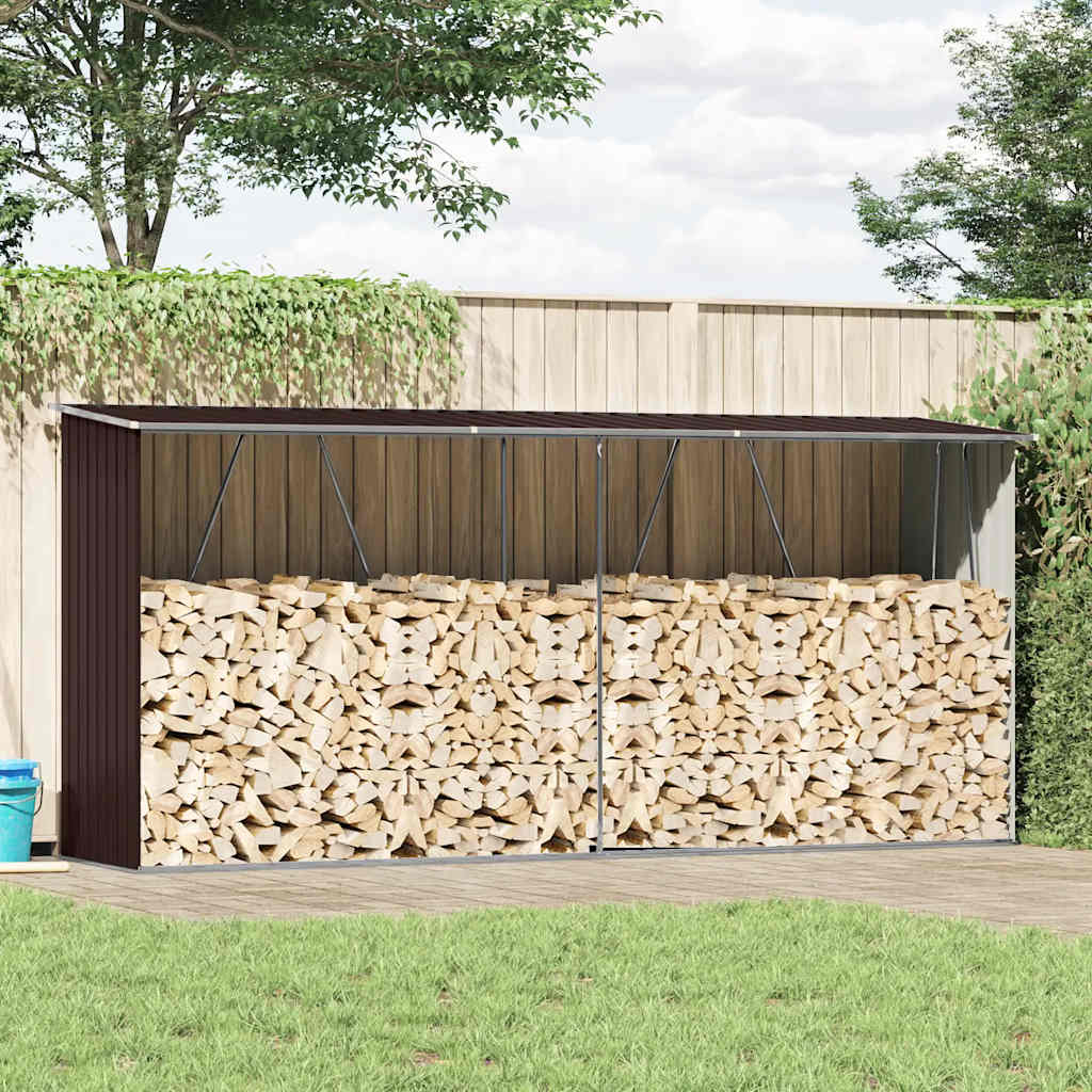 Vidaxl Sang de bois de chauffage 330x84x152 cm Brun en acier galvanisé