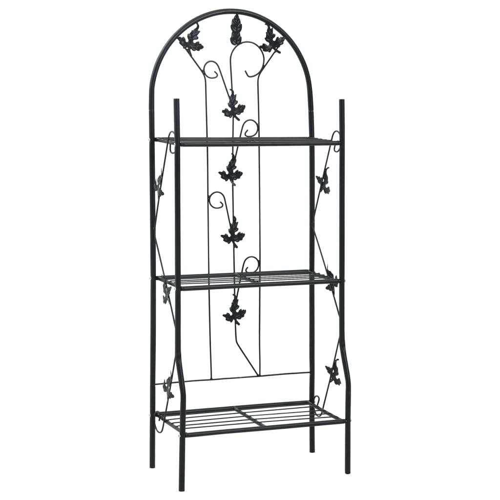 Vidaxl Plant Rack 3-lag 52x28x128 cm jern svart