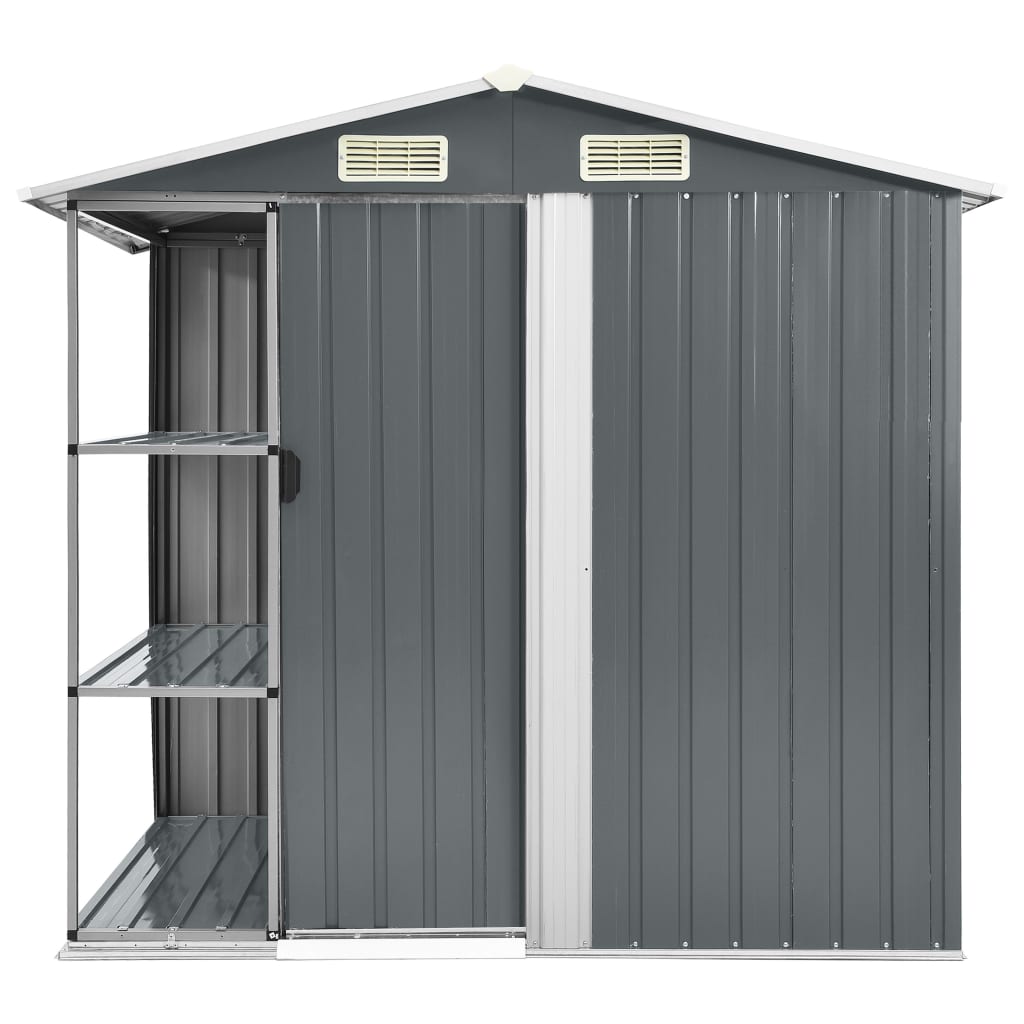 Vidaxl Garden Shed with Rack 205x130x183 cm jerngrå