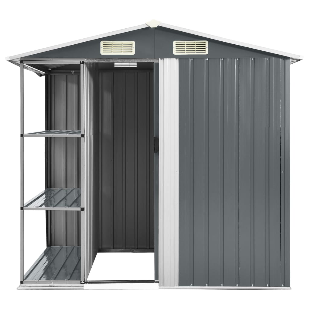 Vidaxl Garden Shed with Rack 205x130x183 cm jerngrå