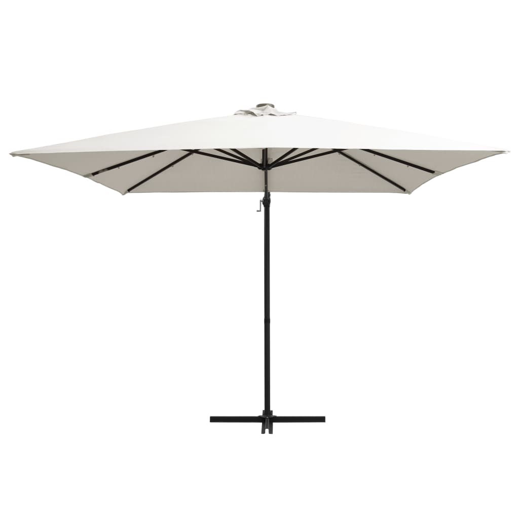 Vidaxl Floating parasol with LED and steel pole 250x250 cm sand -colored