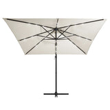 Vidaxl Floating parasol with LED and steel pole 250x250 cm sand -colored