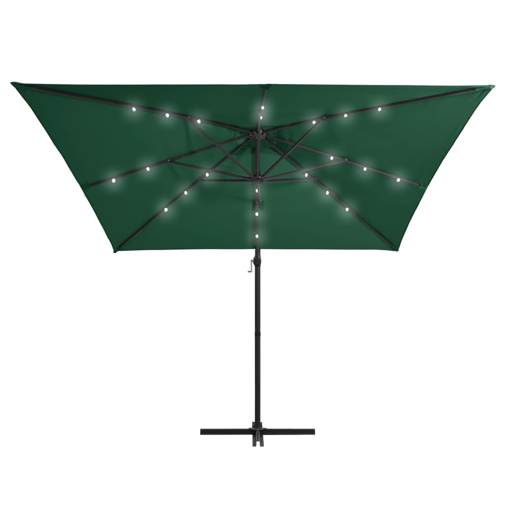 Vidaxl Floating parasol with LED and steel pole 250x250 cm green