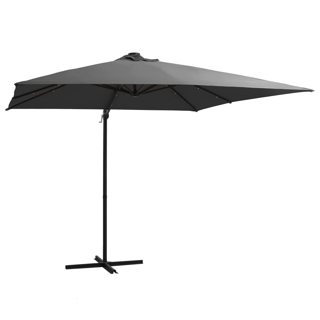 Vidaxl Floating parasol with LED and steel pole 250x250 cm anthracite colored