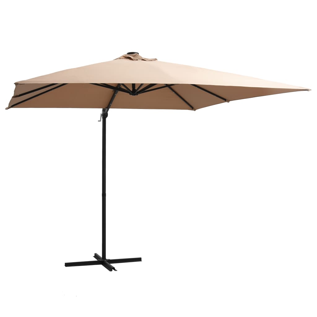 Vidaxl Floating parasol with LED and steel pole 250x250 cm taupe